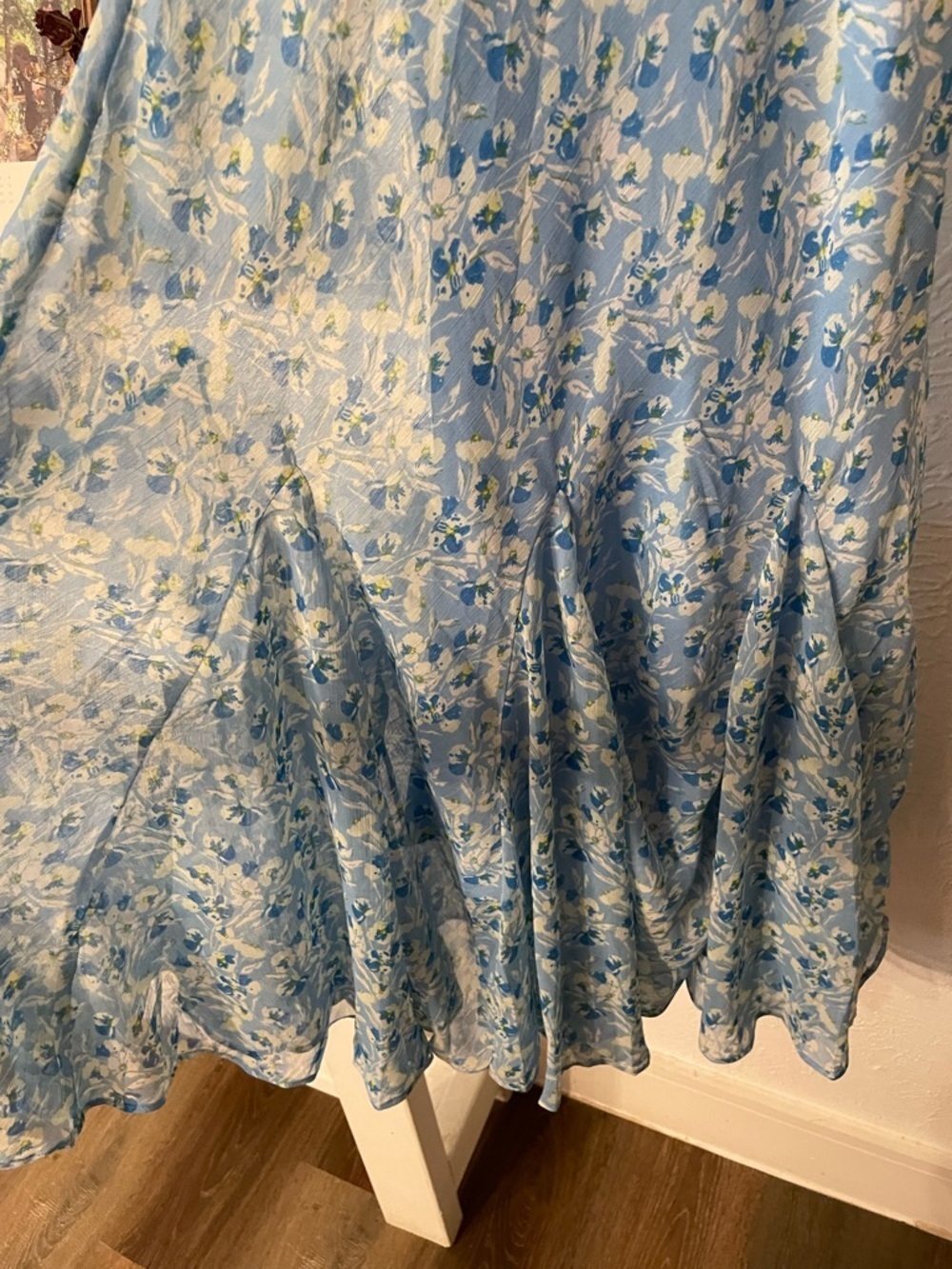NWT Free People Sky Blue Floral V-Neck Maxi Dress Small - Picture 5 of 10